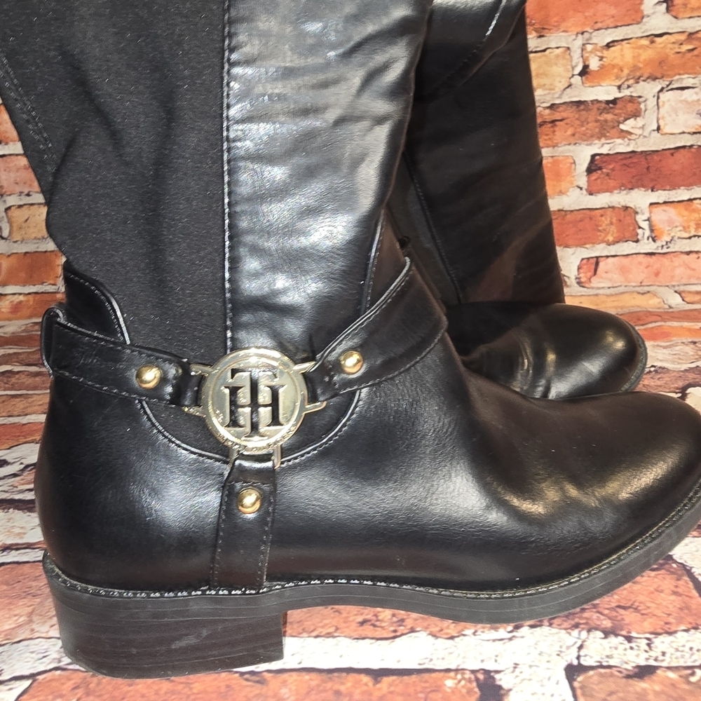 Tommy Hilfiger Black Over the Knee Boots - Picture 7 of 9